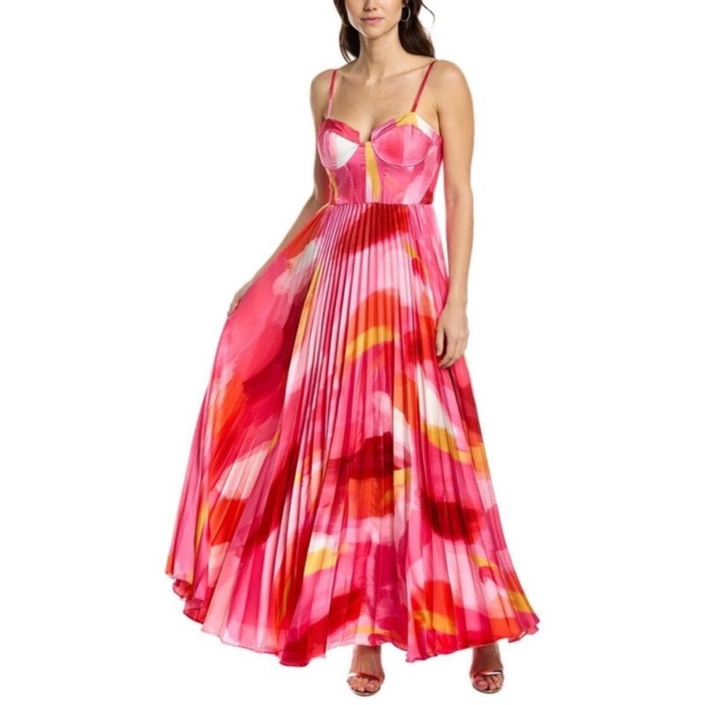 Hutch Watercolor Pleated Bustier Maxi Dress – Altered for Petite (5’2”)